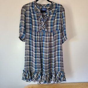 MEXX Ruffle Plaid Sheer Mini Dress UK size 8